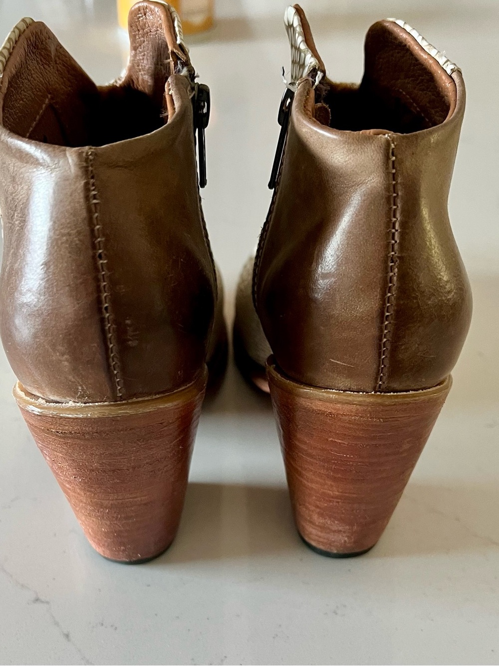 freebird Two-Tone Snake-Print and Brown Leather Ankle Booties - Picture 3 of 5